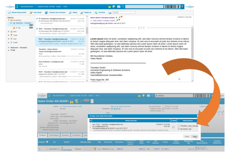 Funtkionen der Transfact-E-Mail-Integration