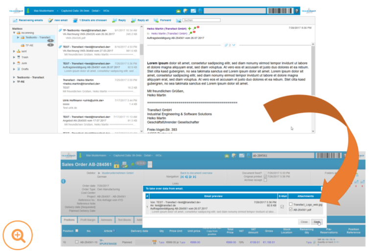 Funtkionen der Transfact-E-Mail-Integration
