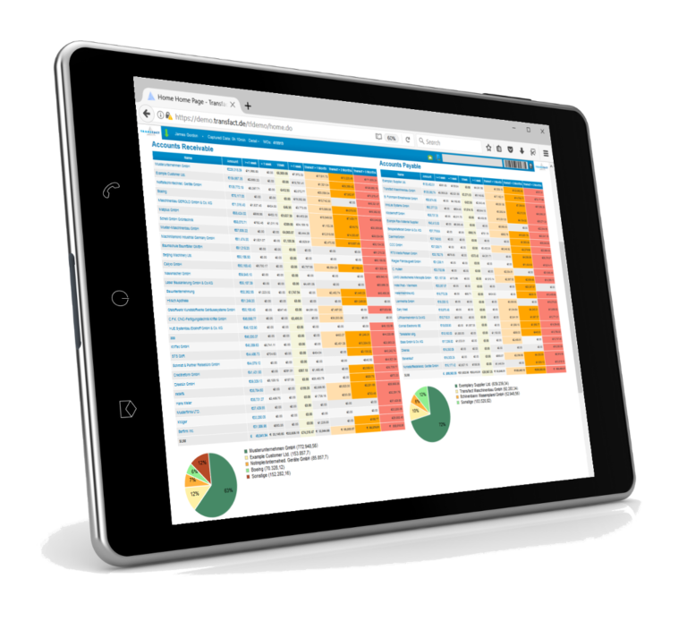 Transfact Finance Accounts Payable and Receivable Dashboard Transfact - Buchhaltungskonten Debitoren und Kreditoren